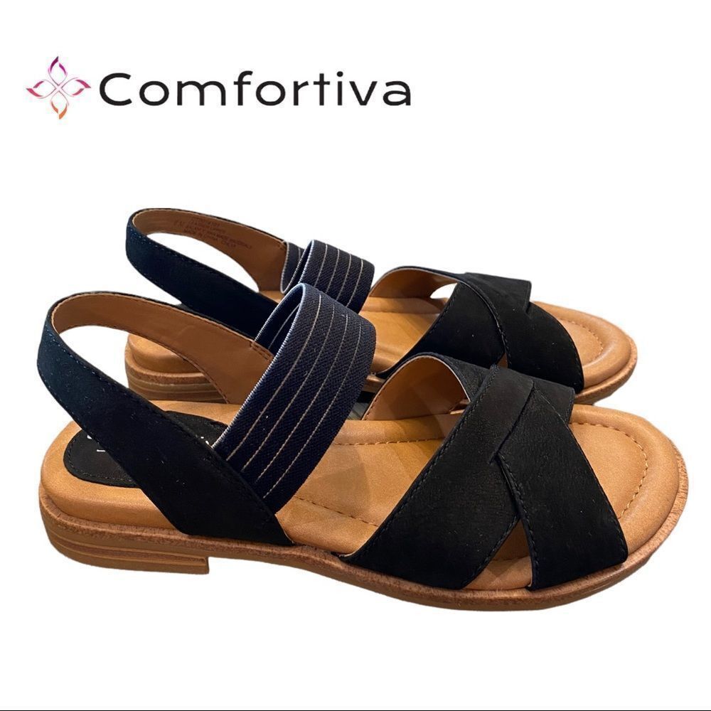 NEW The Flexx Women's Capri Suede Leather Black Sandals 6 6M